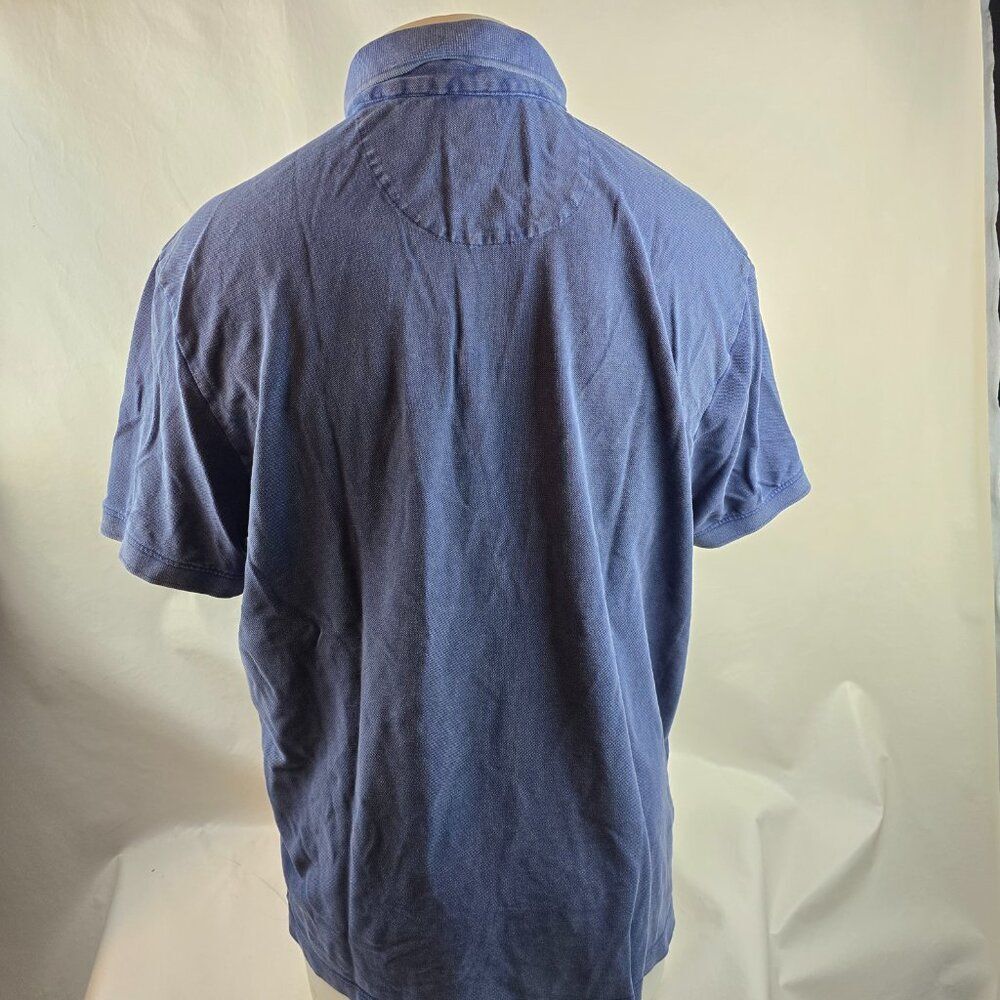 Tommy Bahama Polo Shirt Mens Large Blue Cotton Pocket Casual Solid Preppy Fading - Picture 7 of 9